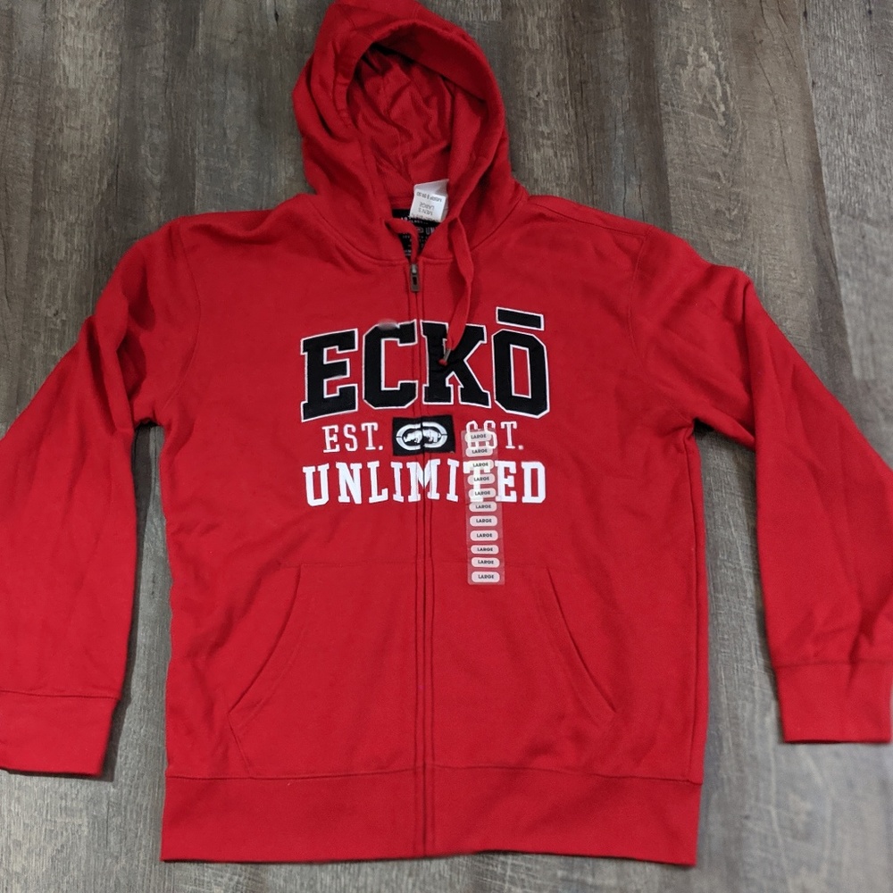 Ecko Unlimited Red Zip Up Hoodie - NWT Size Large